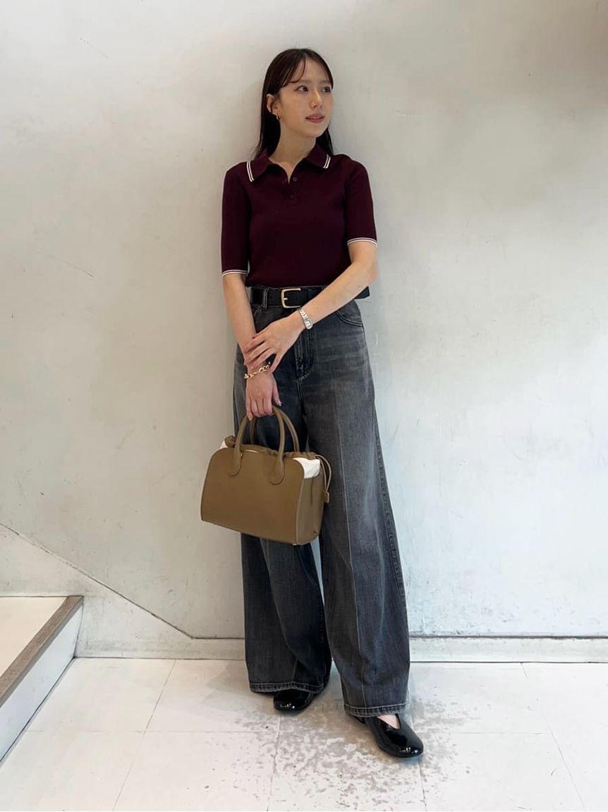 Mila Owen「センタープレスローライズワイドデニムパンツ」|デニム|