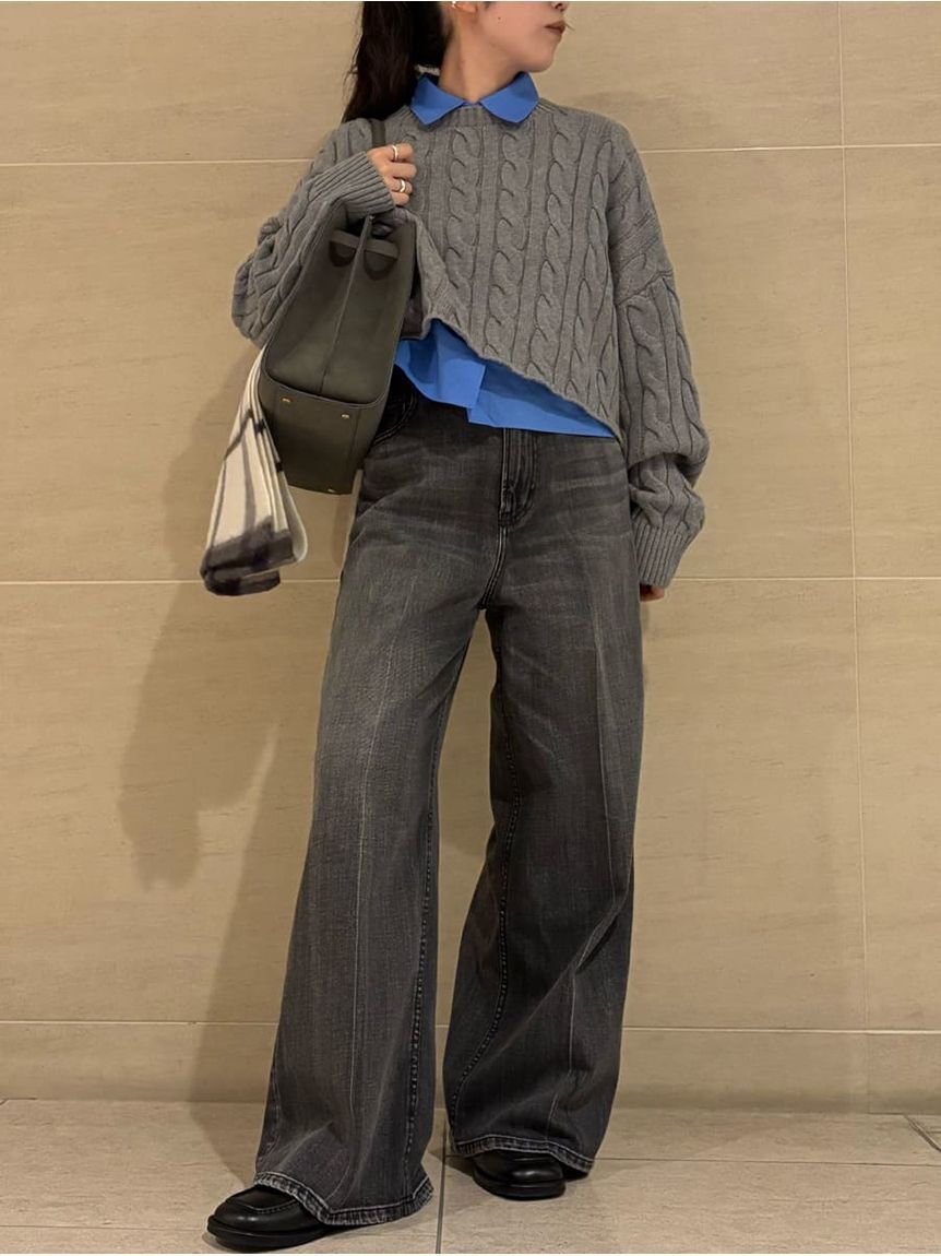 Mila Owen「センタープレスローライズワイドデニムパンツ」|デニム|