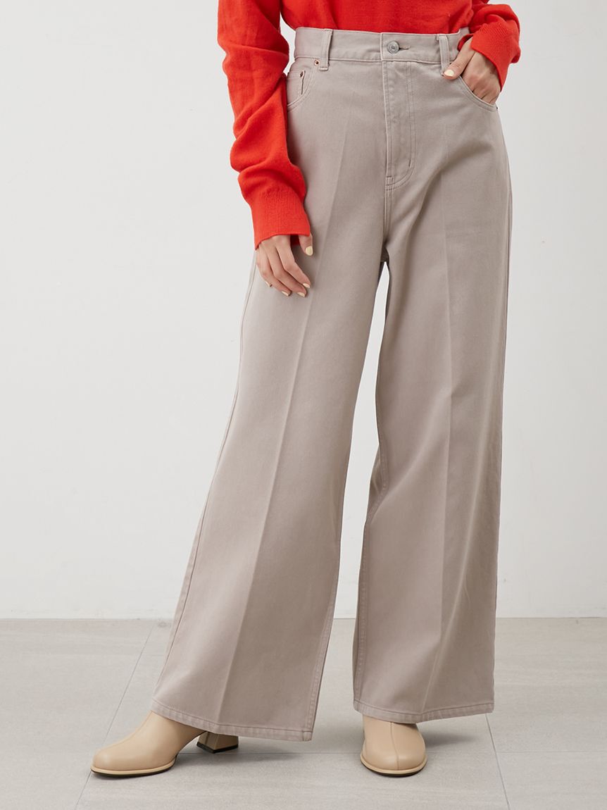 Mila Owen「センタープレスローライズワイドデニムパンツ」|デニム|