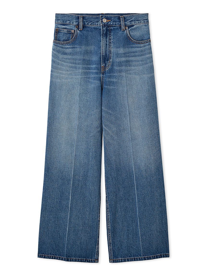 Mila Owen「センタープレスローライズワイドデニムパンツ」|デニム|