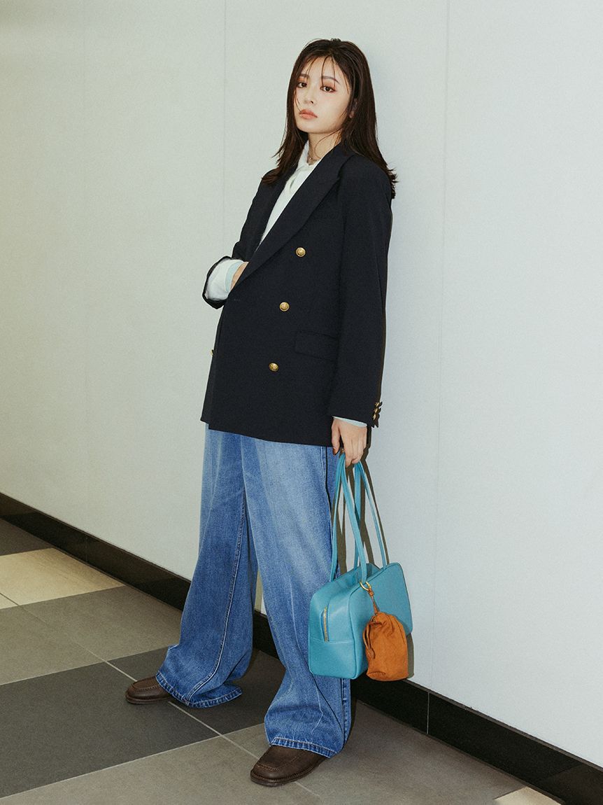 Mila Owen「センタープレスローライズワイドデニムパンツ」|デニム|BLU