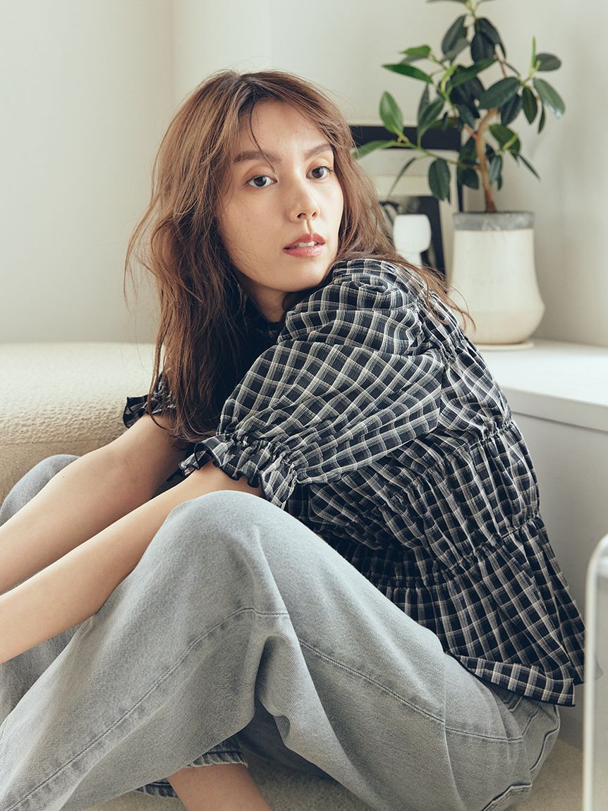 Mila Owen「シャーリングペプラムフリルブラウス」|シャツ・ブラウス|