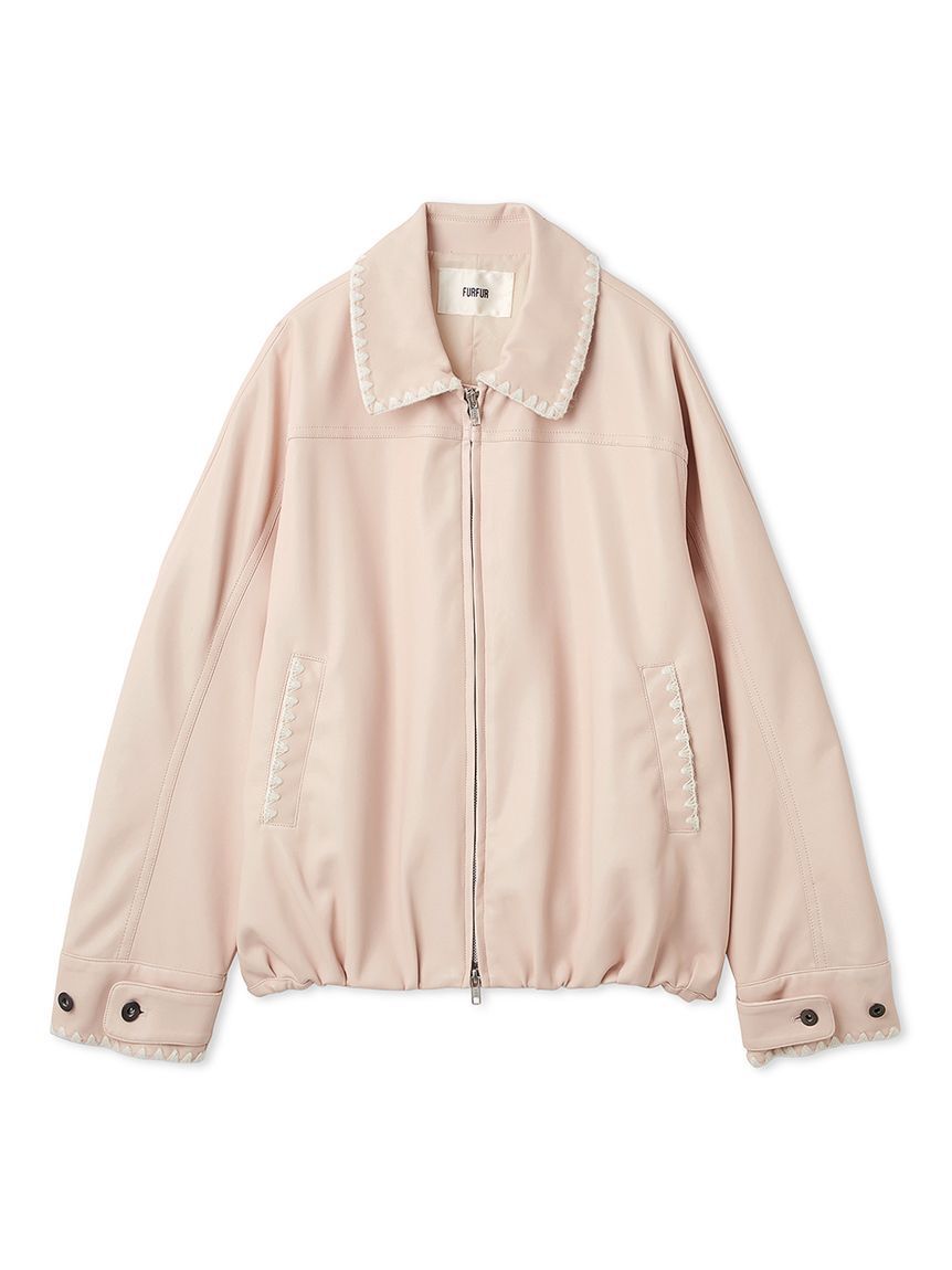 FURFUR「トリミング刺繍レザーライクブルゾン」|ブルゾン・スタジャン|