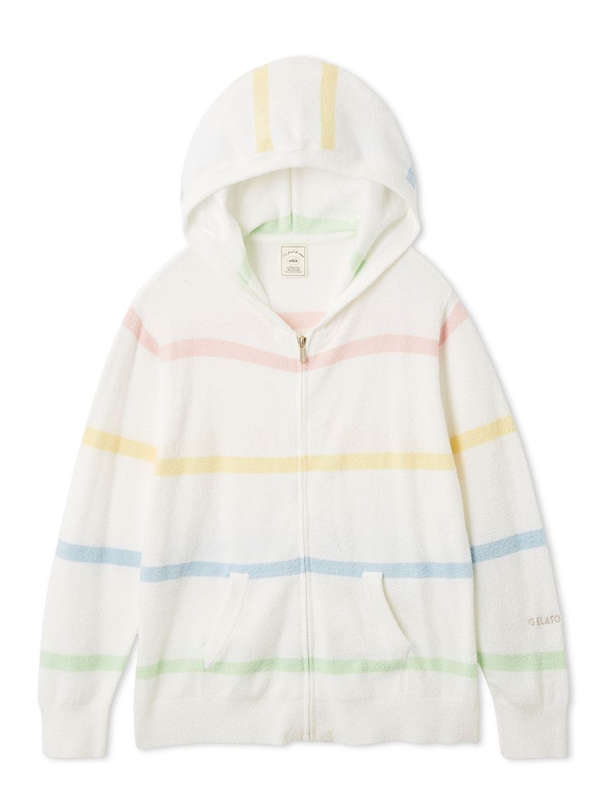 gelato pique「ウォッシャブルスムーズィーボーダーパーカ」|ルームウェア|MIX