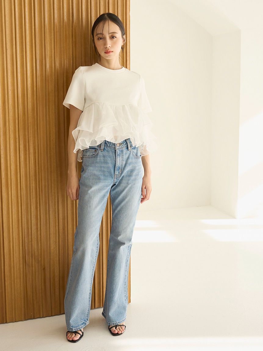 SNIDEL「【WEB限定カラーあり】ボリュームペプラムドッキングカットプルオーバー」|Tシャツ・カットソー|