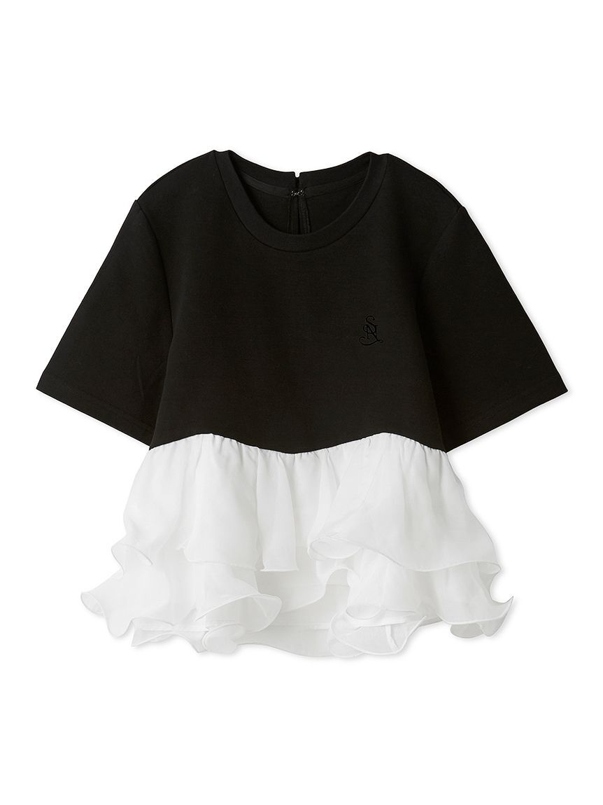 SNIDEL「【WEB限定カラーあり】ボリュームペプラムドッキングカットプルオーバー」|Tシャツ・カットソー|BLK