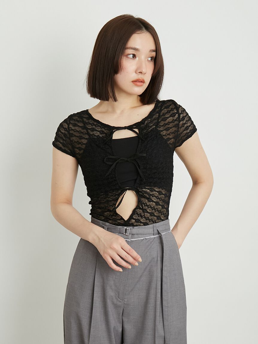 LILY BROWN Lingerie「【LILY BROWN Lingerie】レーシーリボンボディスーツ」|Tシャツ・カットソー|