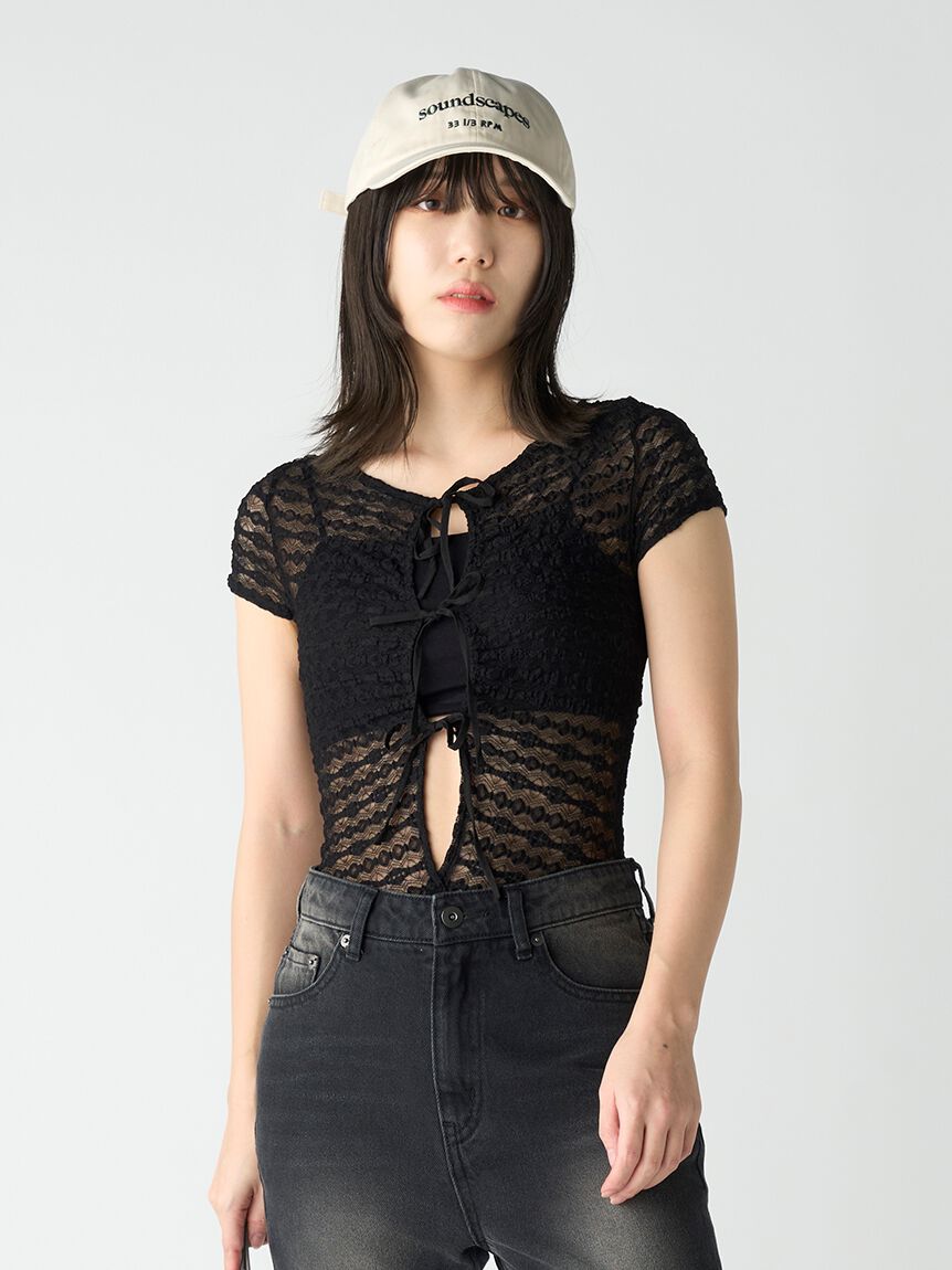 LILY BROWN Lingerie「【LILY BROWN Lingerie】レーシーリボンボディスーツ」|Tシャツ・カットソー|BLK