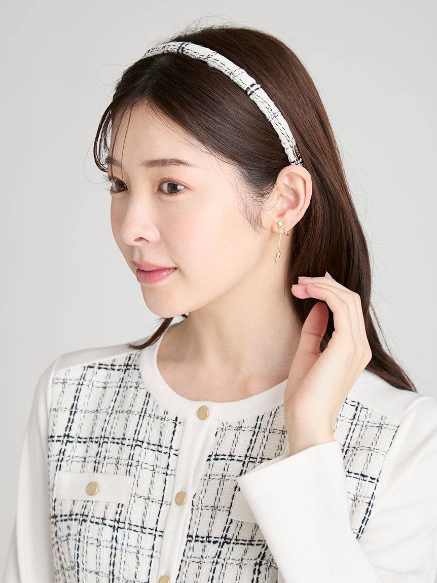 CELFORD「ロゴメタル付きツイードカチューシャ」|ヘアバンド|
