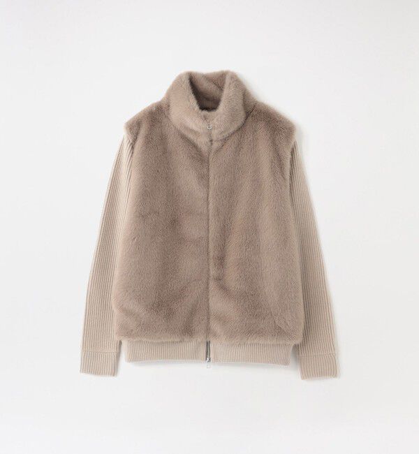  「【UNISEX】ファーコンビドライバーズニット」|ニット・セーター|ベージュ