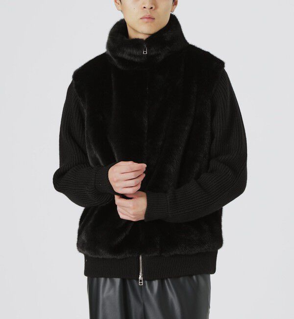  「【UNISEX】ファーコンビドライバーズニット」|ニット・セーター|