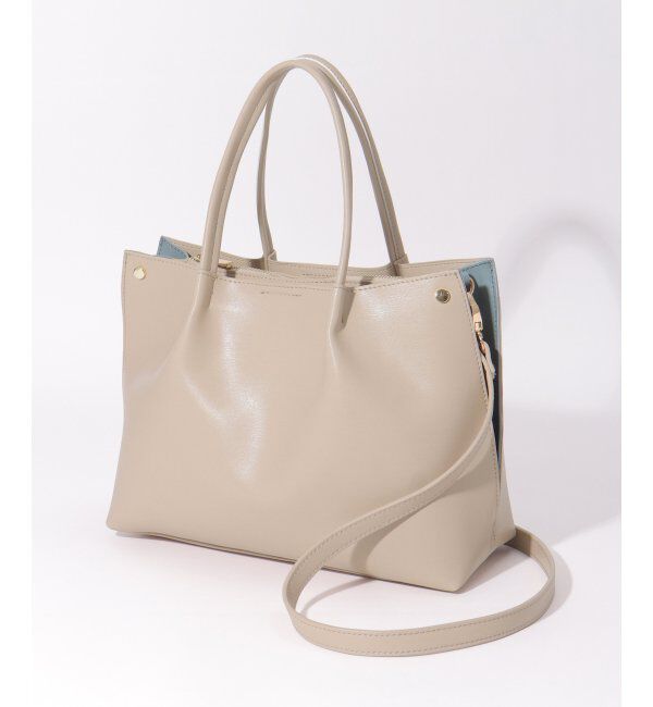 ikka「PUサイド切り替えトートバッグ」|その他|ベージュ