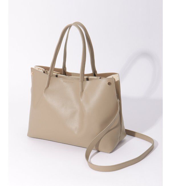 ikka「PUサイド切り替えトートバッグ」|その他|グレージュ