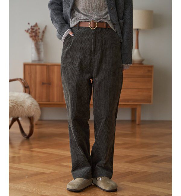 Lbc with Life「コーデュロイベイカーゆるテーパードパンツ」|その他|チャコール
