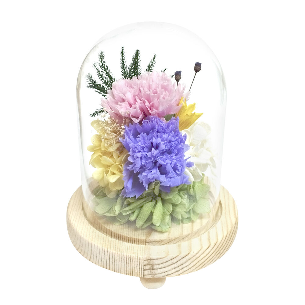 BACKYARD FAMILY「ガラスドーム インテリア アレンジメント L 通販 フラワーアレンジメント プリザーブドフラワー」|その他|パープル1