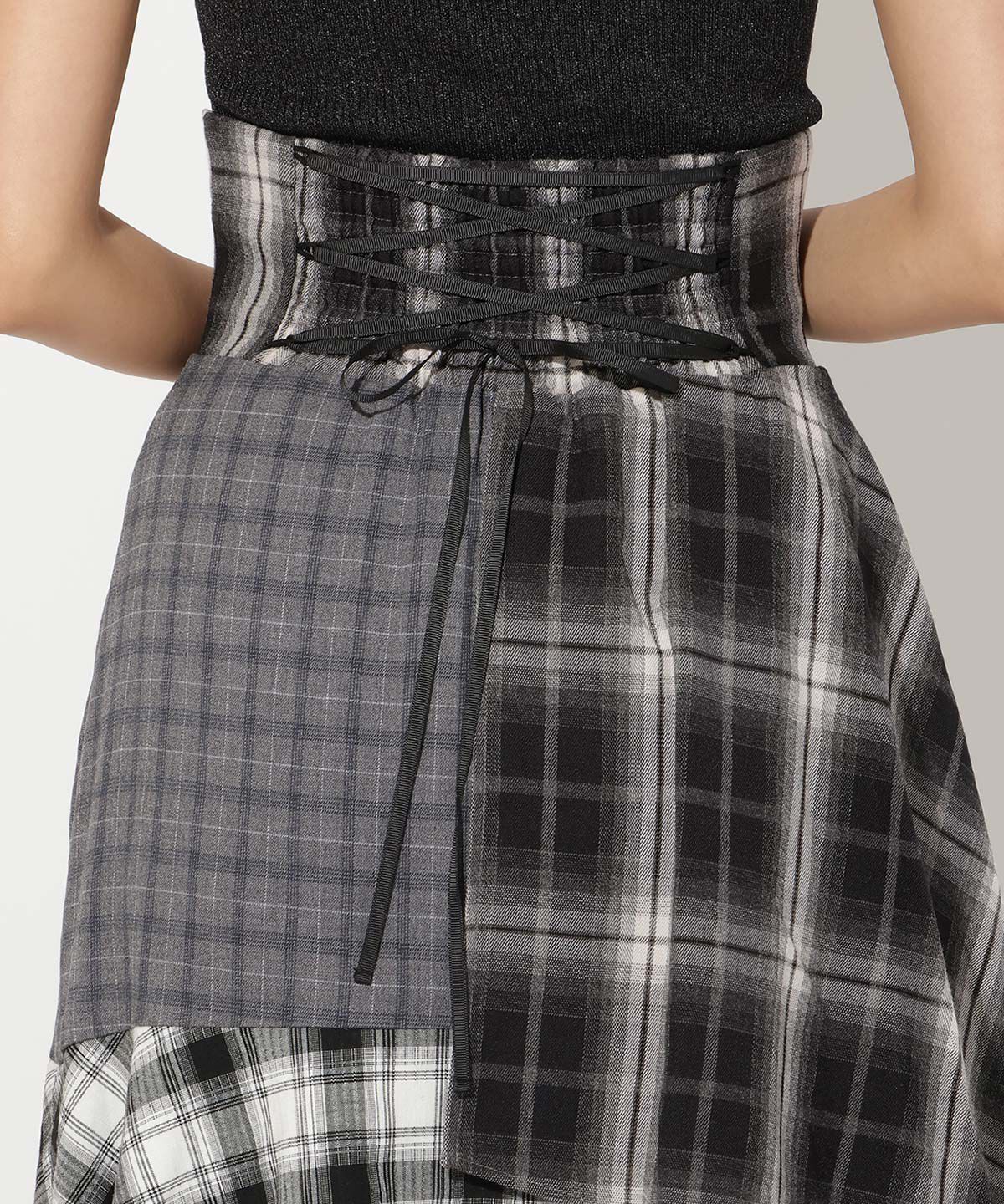 アンドクチュール「パッチワークティアードスカート」|フレア|