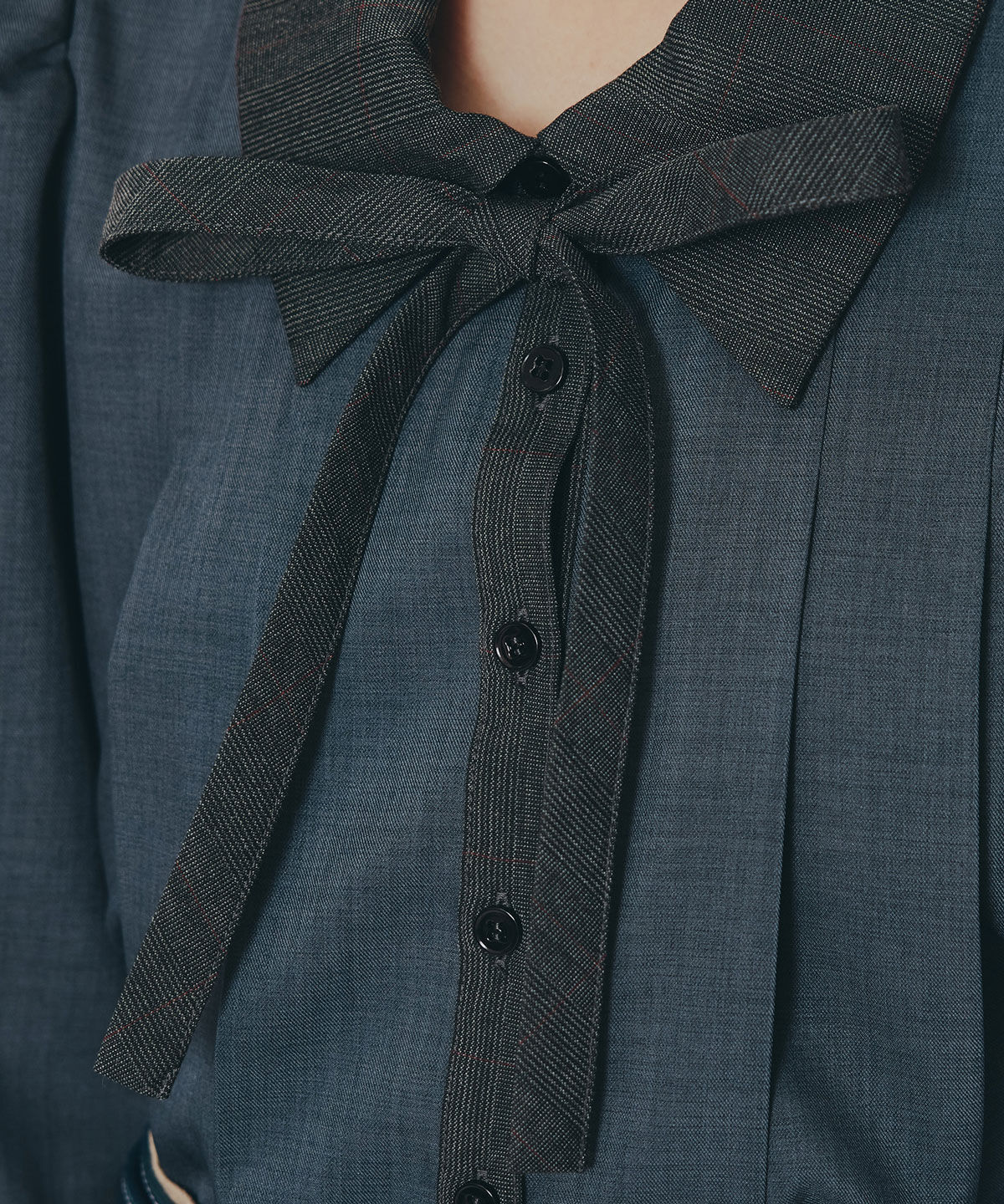 REDYAZEL「チェックバイカラーリボンタイブラウス」|シャツ・ブラウス|