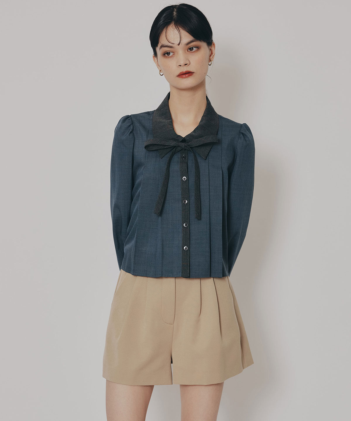 REDYAZEL「チェックバイカラーリボンタイブラウス」|シャツ・ブラウス|