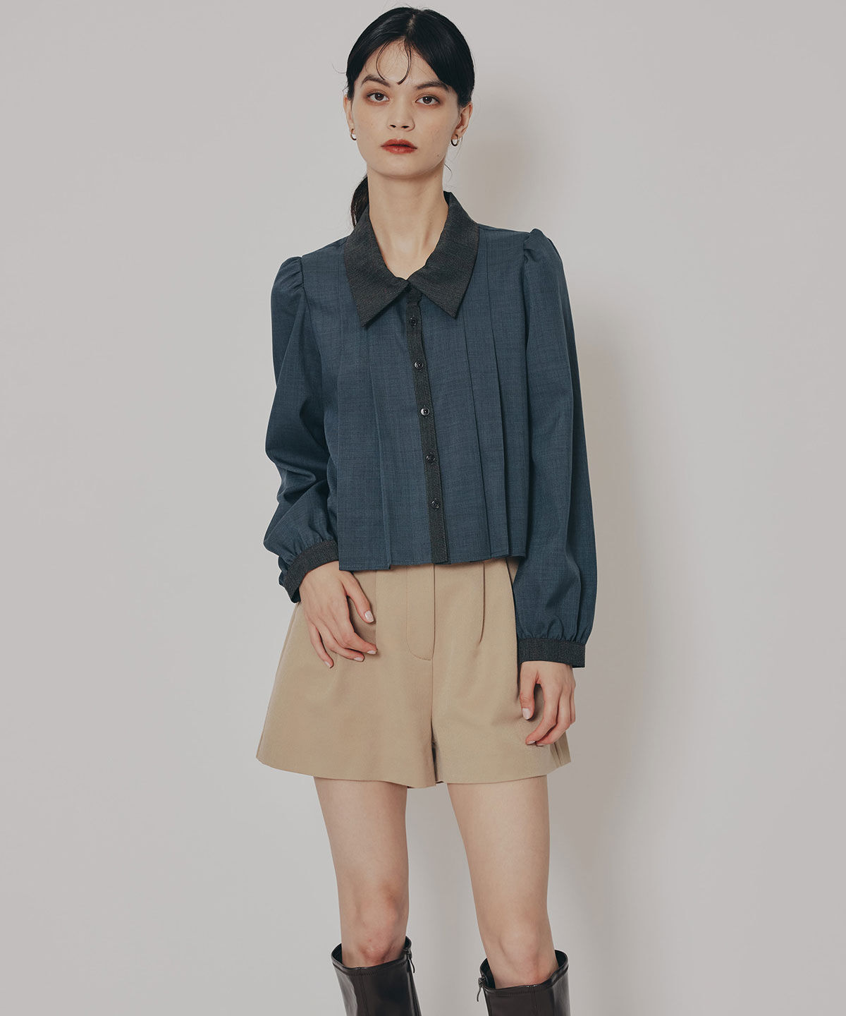 REDYAZEL「チェックバイカラーリボンタイブラウス」|シャツ・ブラウス|