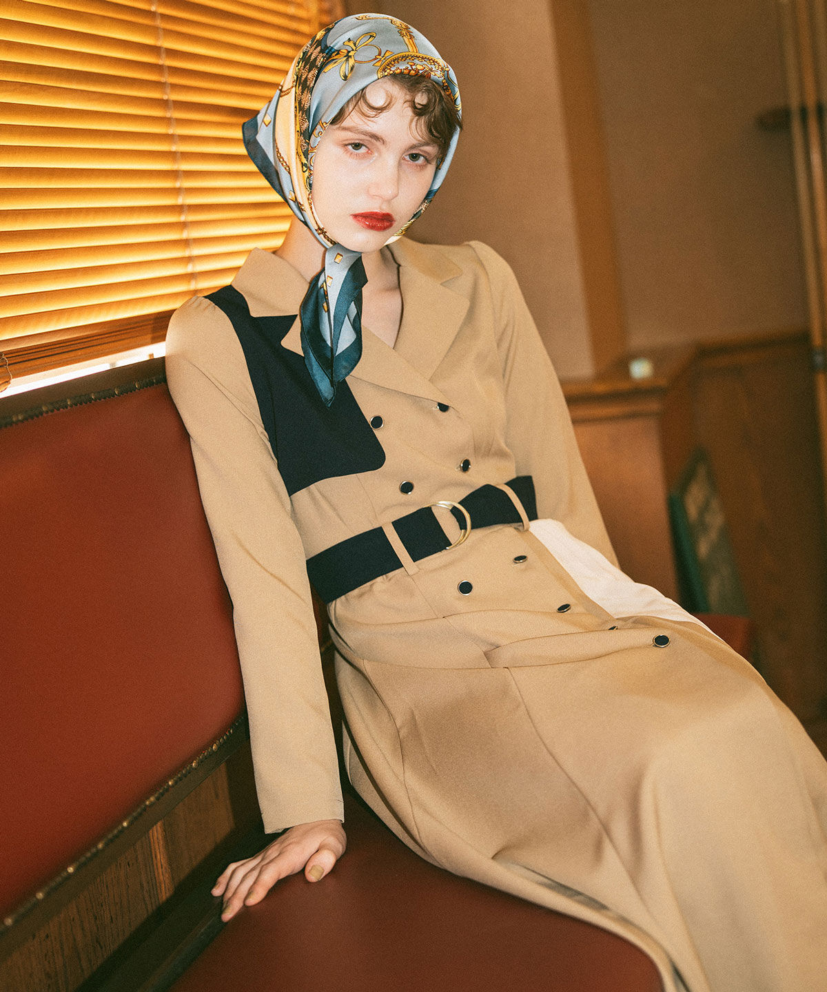 REDYAZEL「バイカラープリーツトレンチワンピース」|ワンピース|