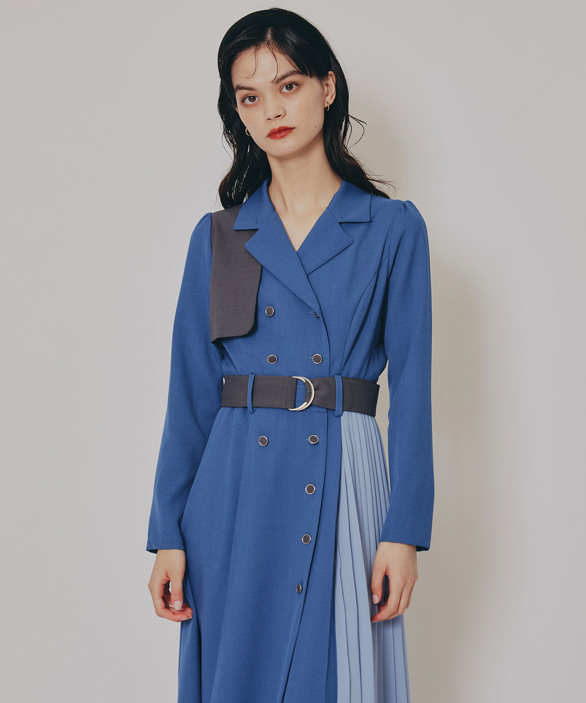 REDYAZEL「バイカラープリーツトレンチワンピース」|ワンピース|