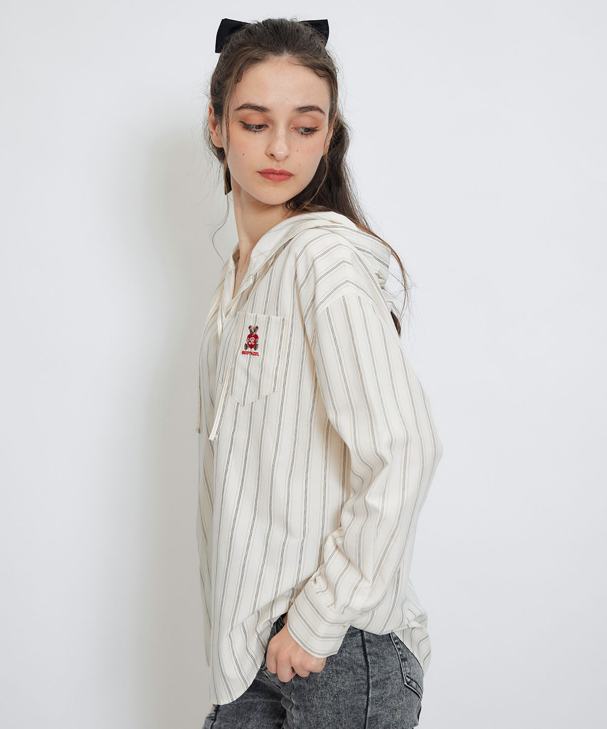 REDYAZEL「Azelyハートストライプフードシャツブラウス」|シャツ・ブラウス|