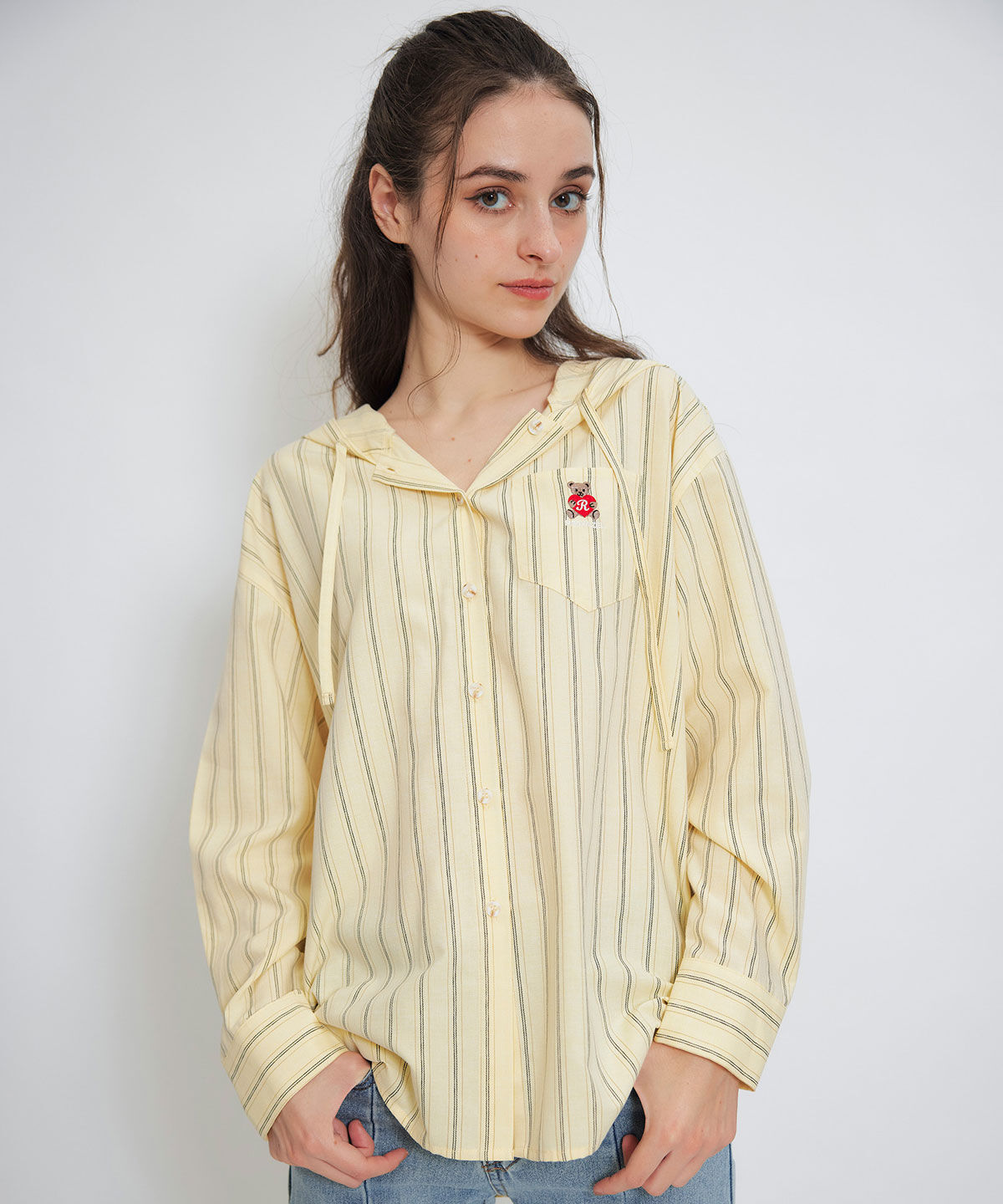 REDYAZEL「Azelyハートストライプフードシャツブラウス」|シャツ・ブラウス|