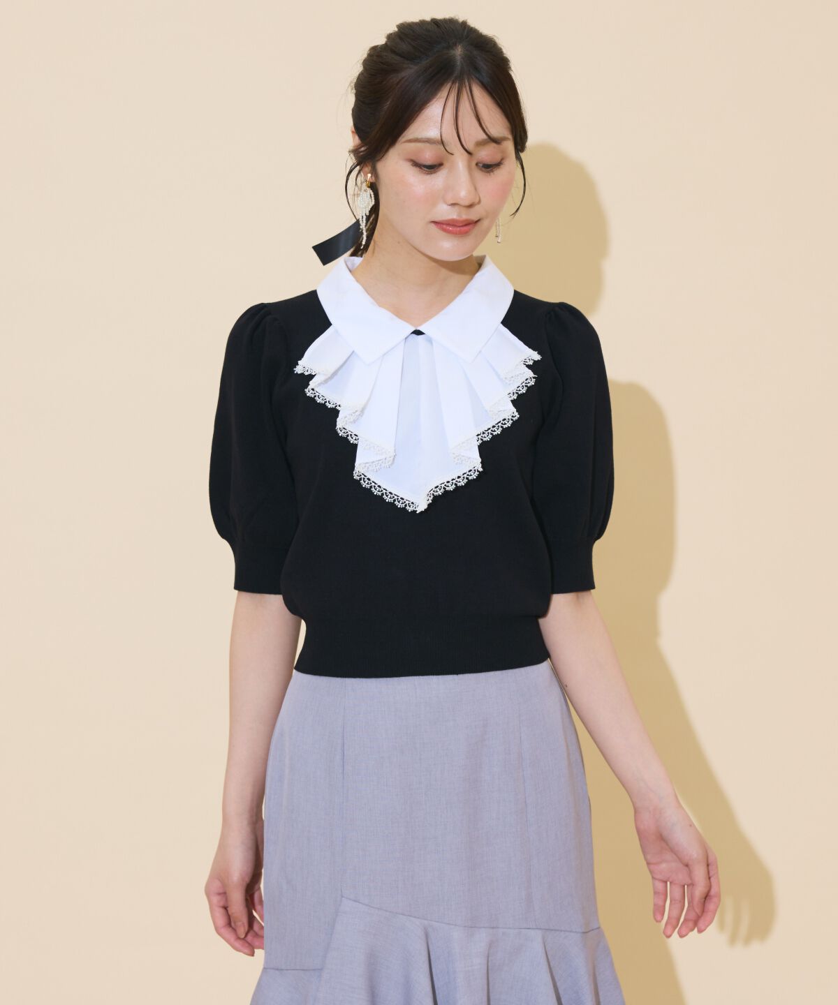 WILLSELECTION「レースラッフルプルオーバー」|ニット・セーター|