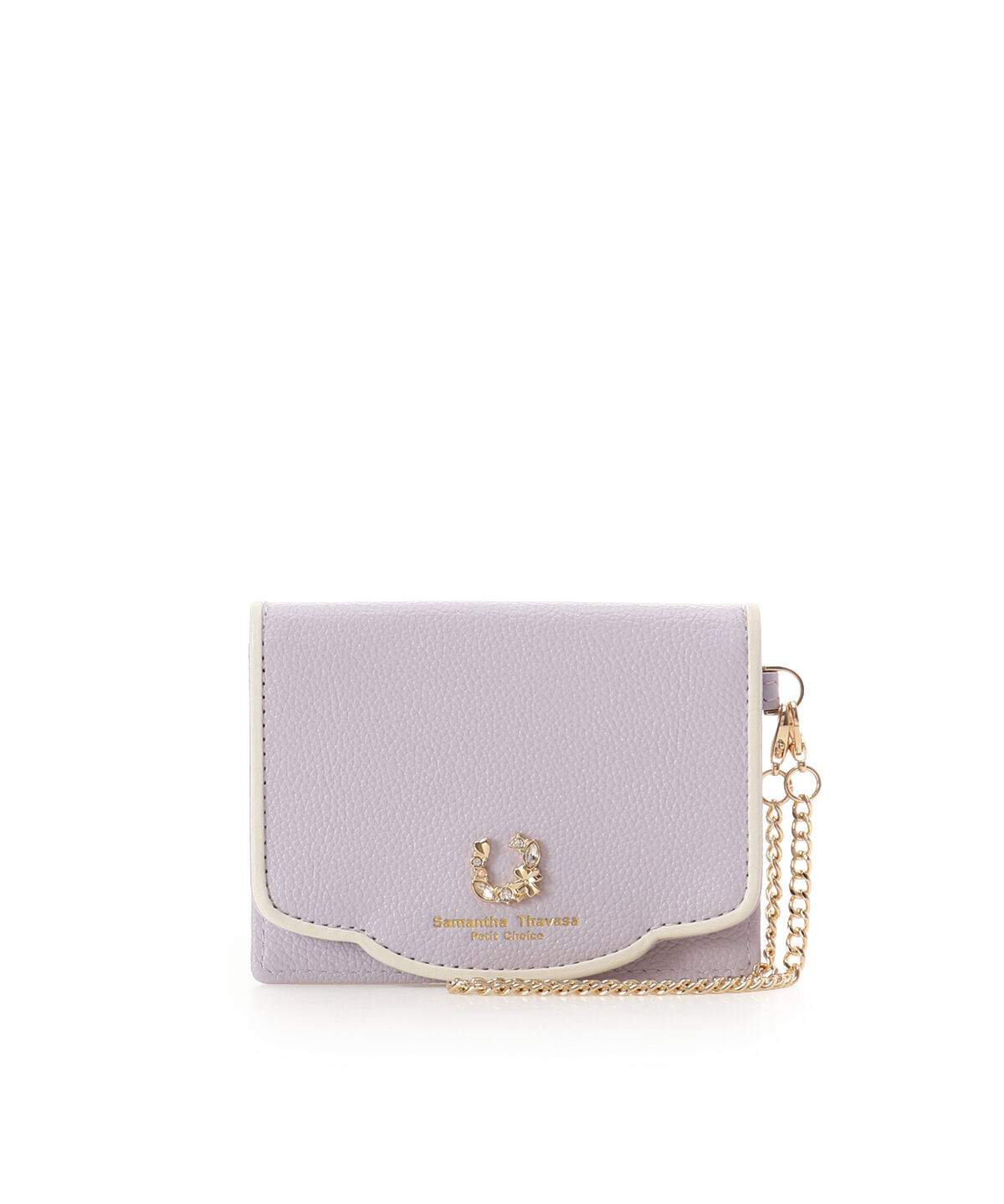 Samantha Thavasa Petit Choice「フープラインビジュー パスケース」|定期入れ|ラベンダー