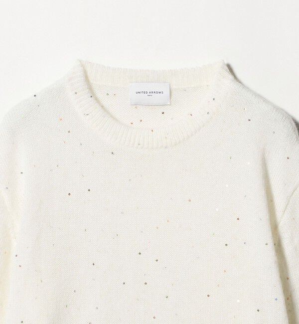 UNITED ARROWS「フラワー スパンコール クルーネック ニット」|ニット・セーター|