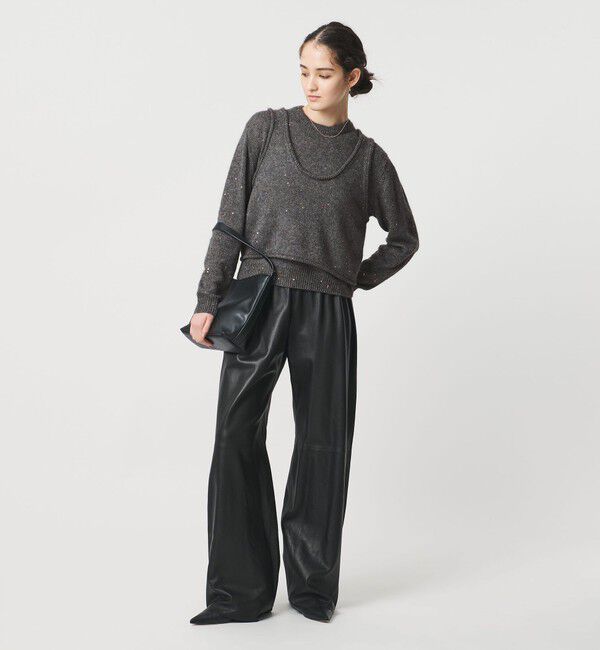 UNITED ARROWS「フラワー スパンコール クルーネック ニット」|ニット・セーター|