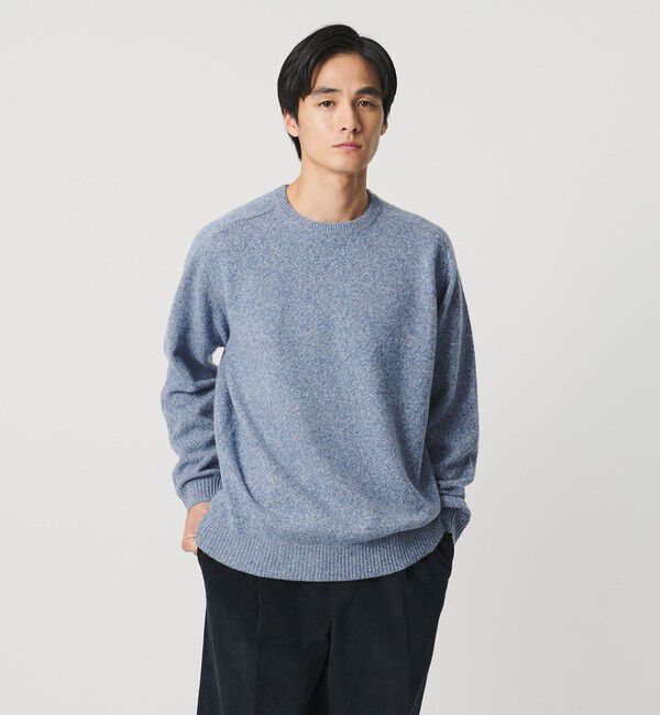 UNITED ARROWS「ウール カシミヤ ミドルゲージ クルーネック ニット」|ニット・セーター|LT.BLUE