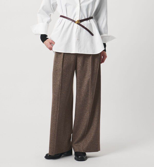 UNITED ARROWS「ツイードライク 2タック ワイド パンツ」|チノ|DK.BROWN