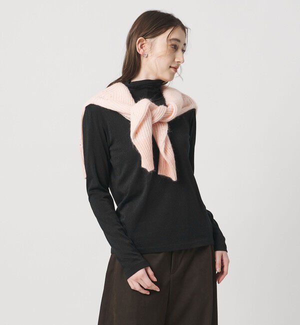 UNITED ARROWS「ラメ テンジク タートルネック カットソー ‐ウォッシャブル‐」|Tシャツ・カットソー|BLACK