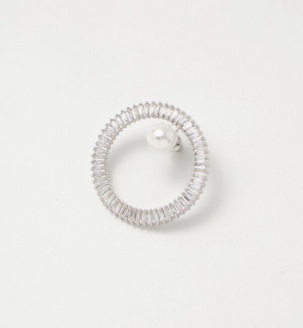 UNITED ARROWS「サークルパヴェ＆イミテーションパール ピアス」|ピアス|