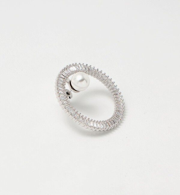 UNITED ARROWS「サークルパヴェ＆イミテーションパール ピアス」|ピアス|