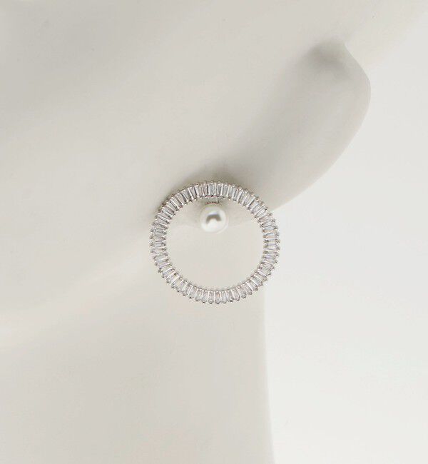 UNITED ARROWS「サークルパヴェ＆イミテーションパール ピアス」|ピアス|