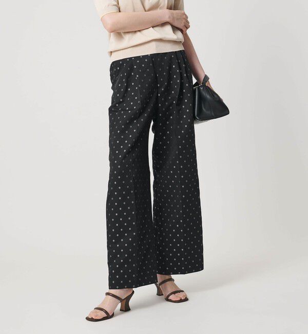 UNITED ARROWS「フラワー ジャガード 2タック ワイドパンツ ‐ウォッシャブル‐」|その他|BLACK