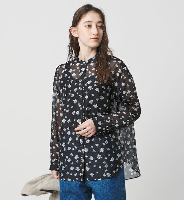 UNITED ARROWS「プリント バンドカラー シャツ」|シャツ・ブラウス|