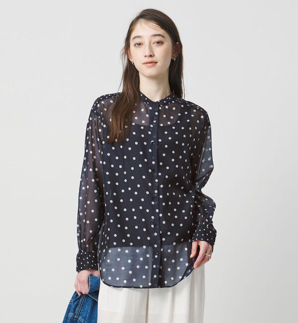 UNITED ARROWS「プリント バンドカラー シャツ」|シャツ・ブラウス|