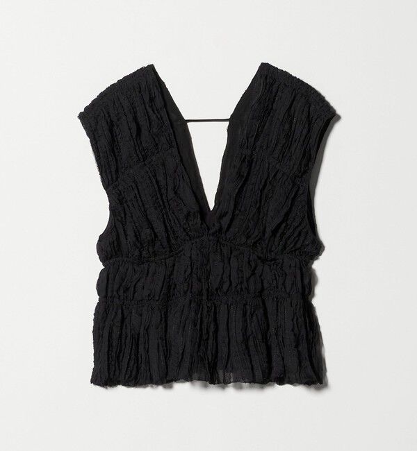 UNITED ARROWS「シャーリング フリル ベスト」|ベスト・ジレ|BLACK