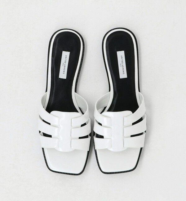 UNITED ARROWS「レザー フラットミュール」|サンダル|WHITE
