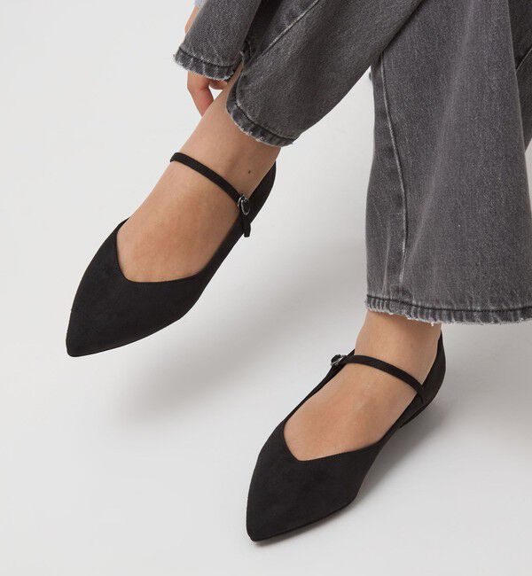 UNITED ARROWS green label relaxing「Vカット ストラップ フラットシューズ 撥水」|パンプス|