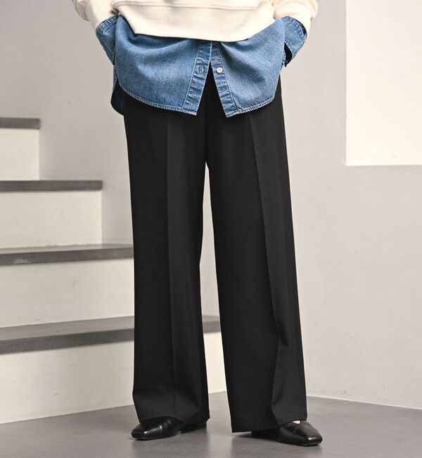 UNITED ARROWS green label relaxing「【WEB限定】＜at ease＞オルマイ ワイド パンツ マシンウォッシャブル ストレッチ 帯電防止」|その他|BLACK