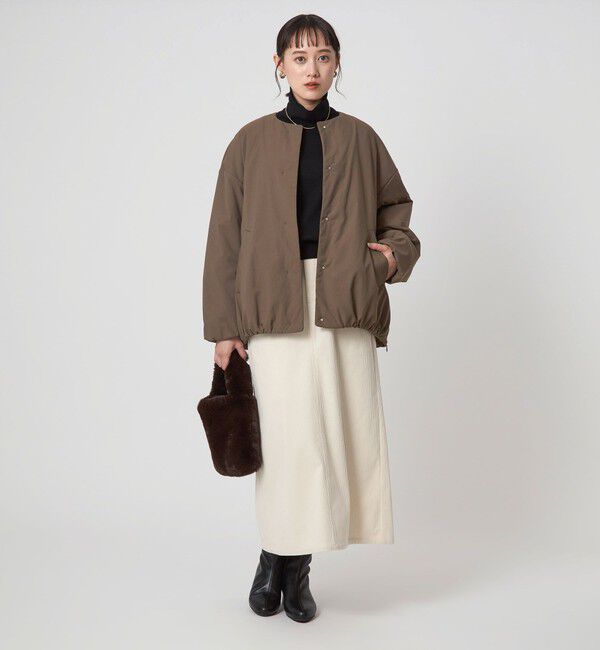 UNITED ARROWS green label relaxing「［size SHORTあり］パフィー ノーカラー ブルゾン 撥水 保温性 ウォッシャブル」|ブルゾン・スタジャン|