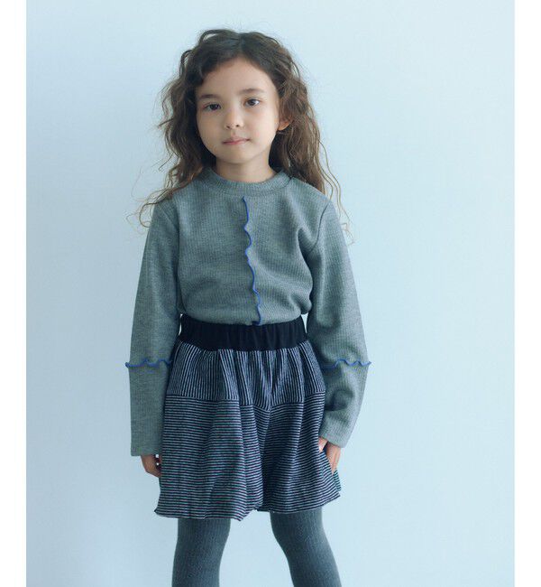 UNITED ARROWS green label relaxing「配色メロー起毛 テレコトップス / キッズ  100cm-160cm」|Tシャツ・カットソー|MD.GRAY