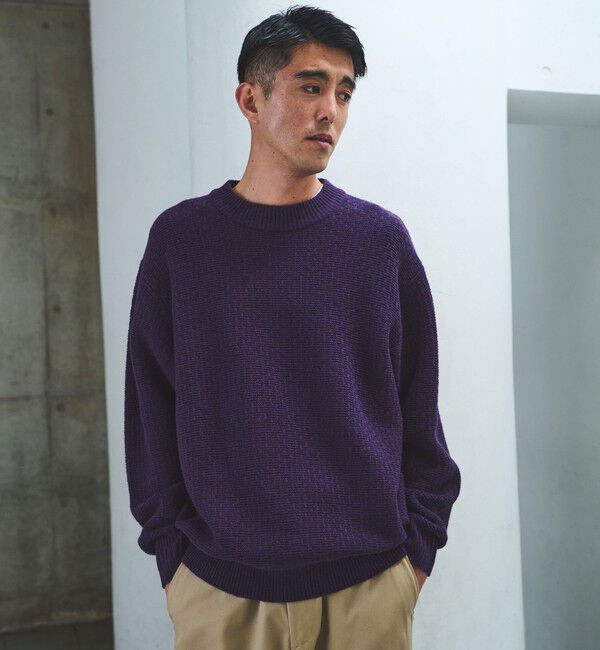 UNITED ARROWS green label relaxing「ハミルトンラム ワイドネック ニット」|ニット・セーター|PURPLE