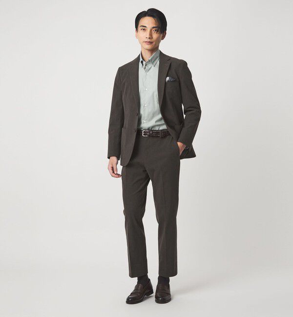 UNITED ARROWS green label relaxing「エブリット Cブラッシュド ヘリンボーン スナップ ボタンダウン シャツ -イージーアイロン・抗菌-」|シャツ・ブラウス|