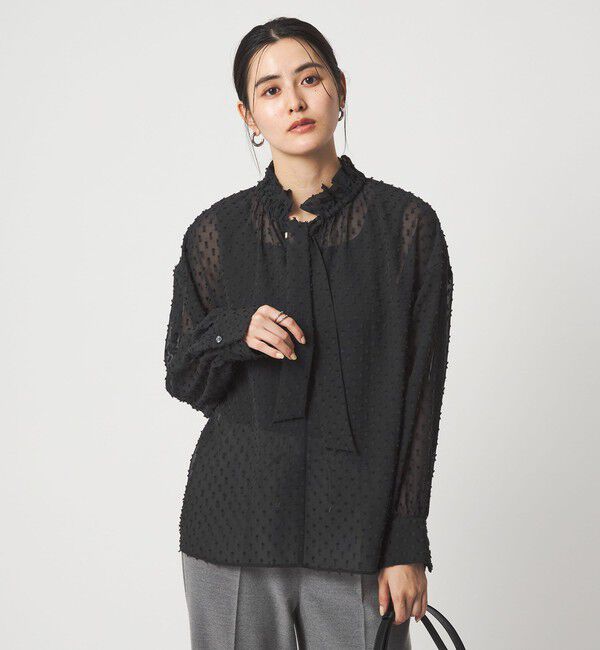 UNITED ARROWS green label relaxing「プチ リボンモチーフ ジャガード ブラウス」|シャツ・ブラウス|