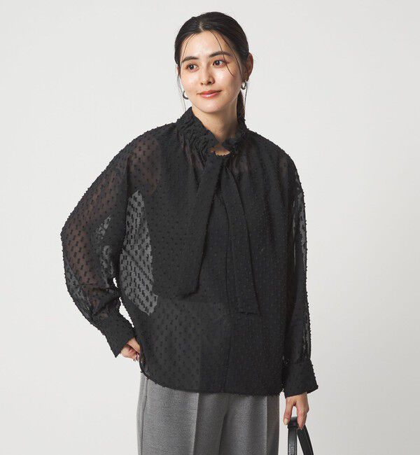 UNITED ARROWS green label relaxing「プチ リボンモチーフ ジャガード ブラウス」|シャツ・ブラウス|